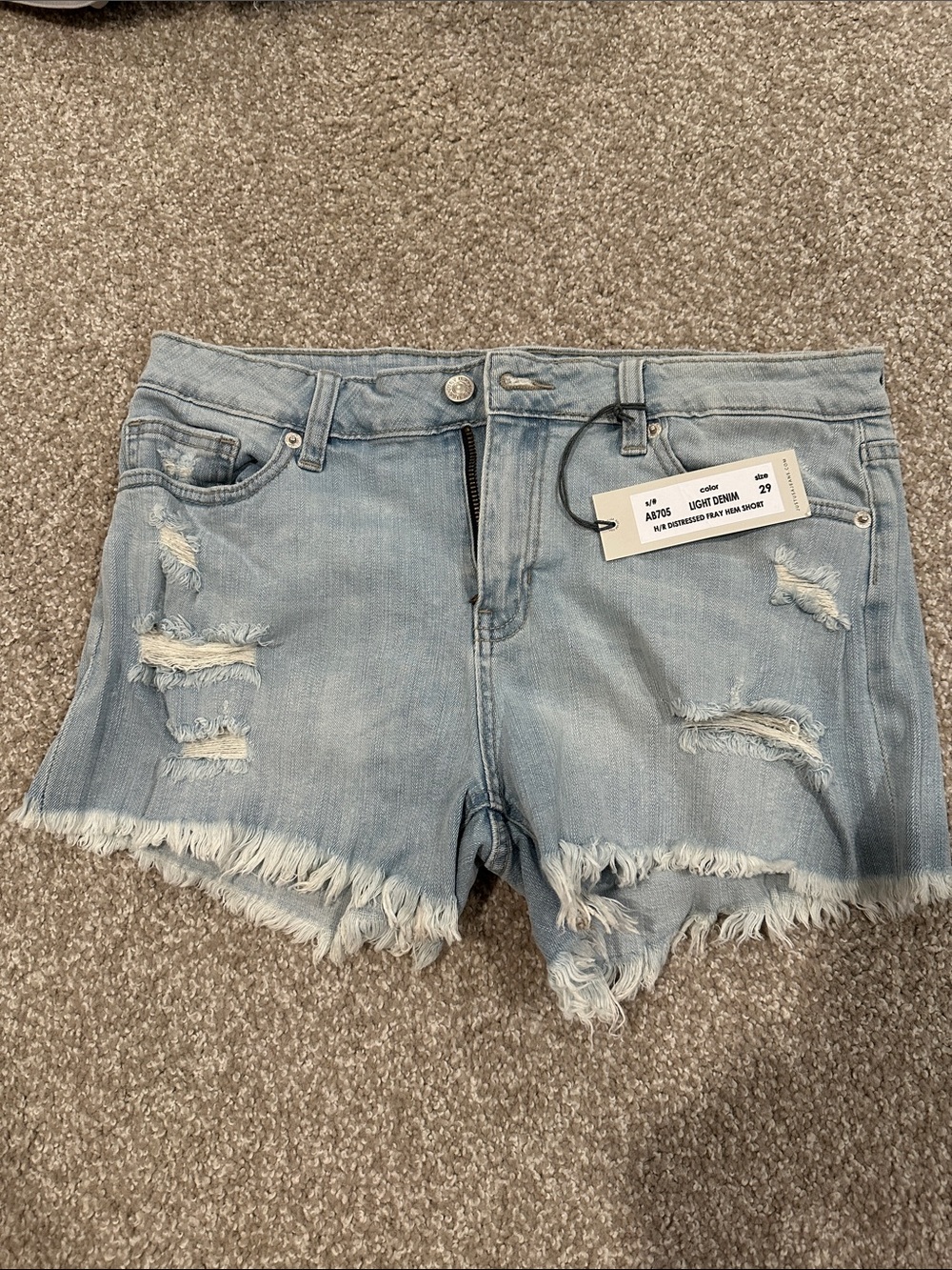 Just USA Light Blue Distressed Denim Cutoff Shorts